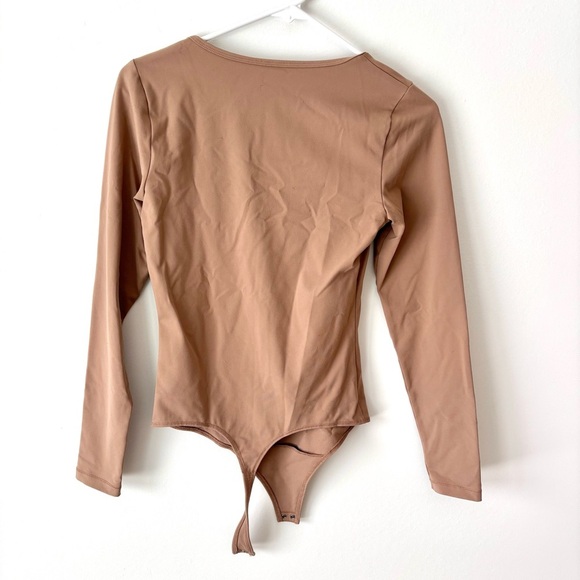 Abercrombie & Fitch Soft AF Collection Tan Brown Thong Bodysuit Scoop-neck - Picture 8 of 10